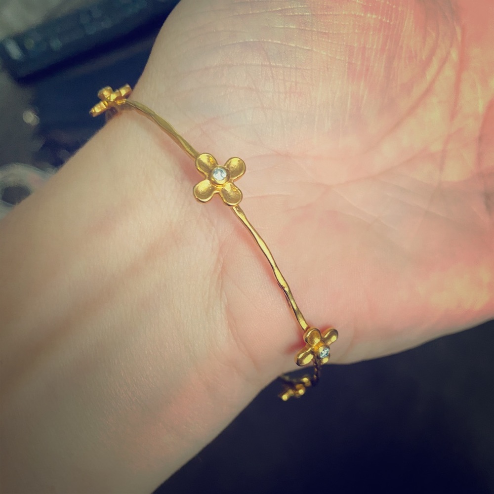 Gold Flower Bangle Bracelet